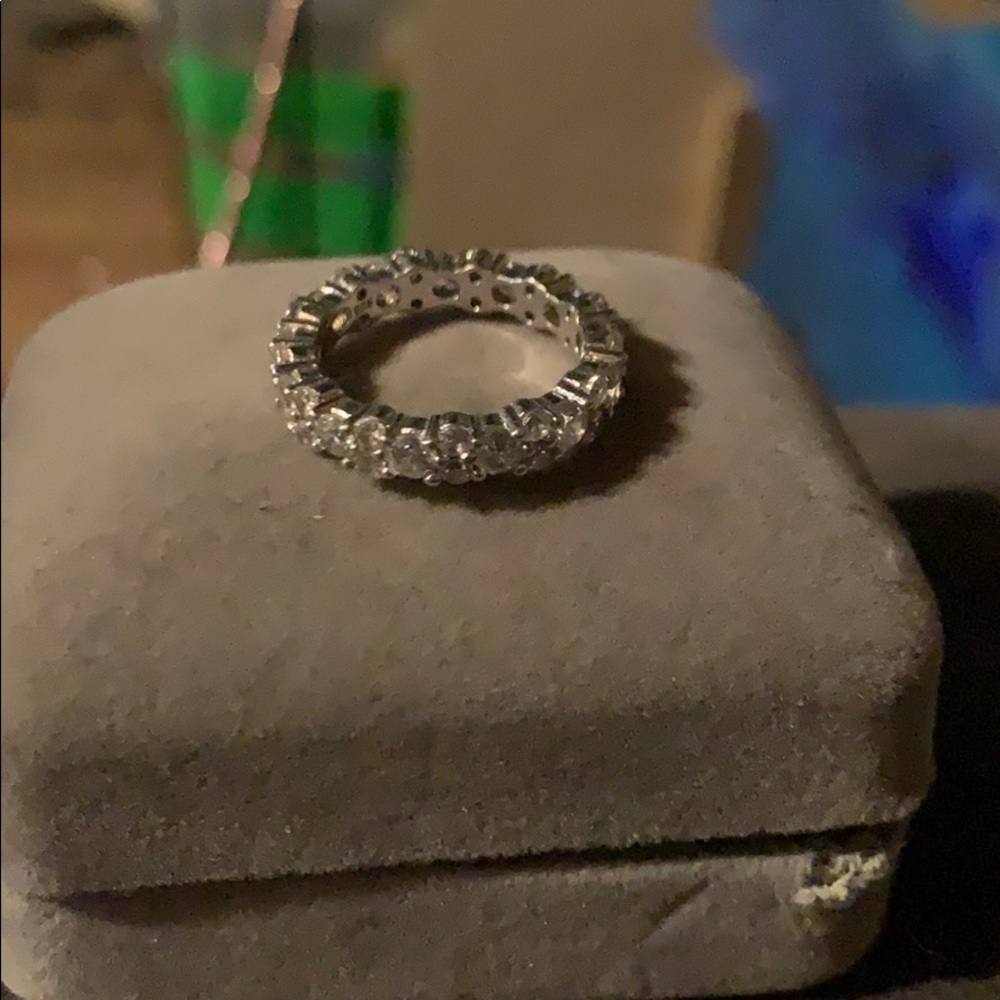 Silver diamond anniversary ring
